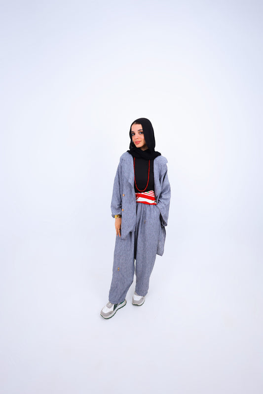 Linen Blend Ballon Leg Set