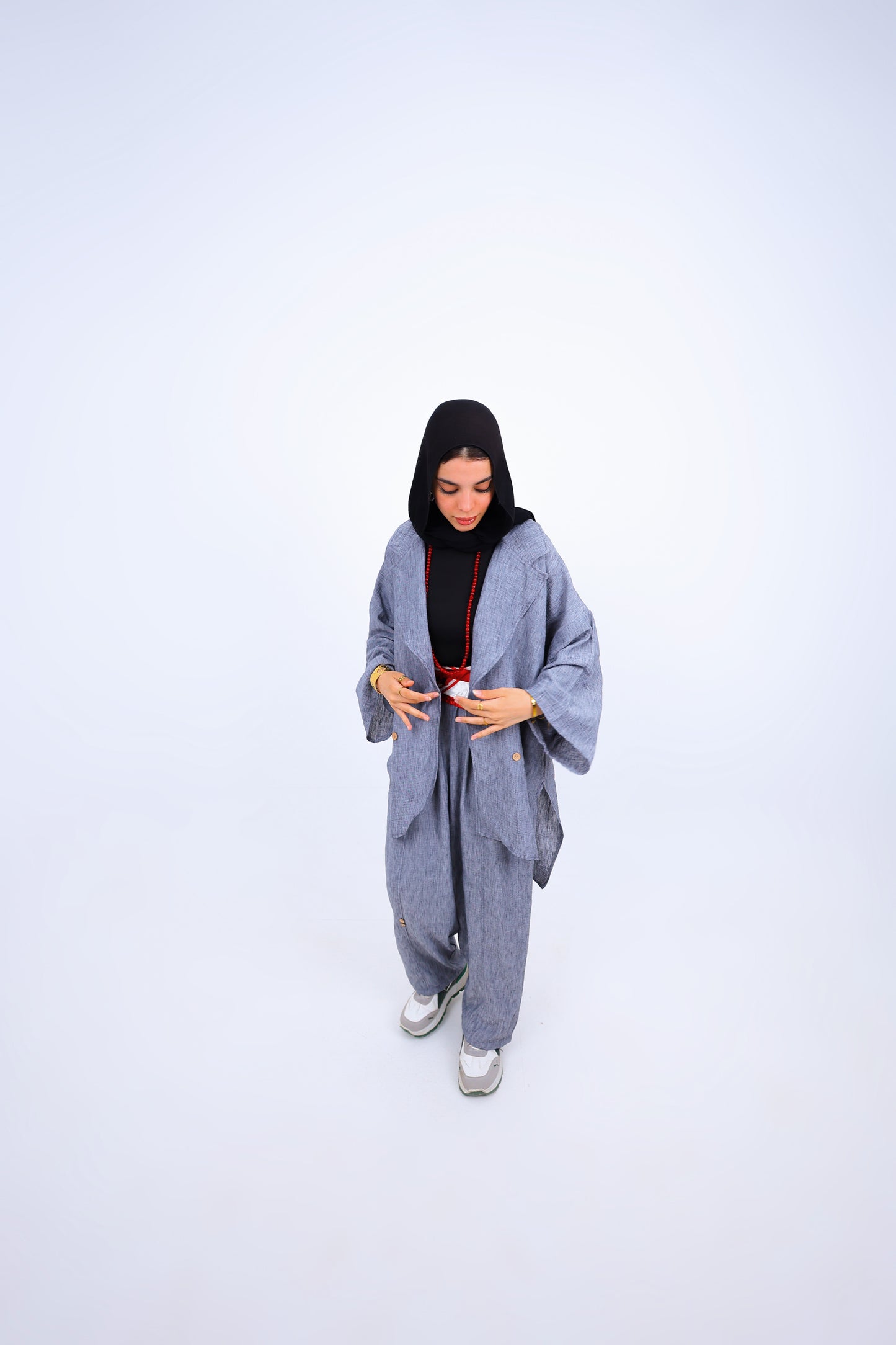 Linen Blend Ballon Leg Set