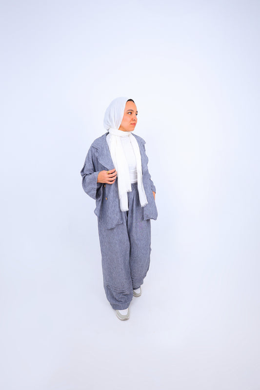 Linen Blend Wide Leg Set