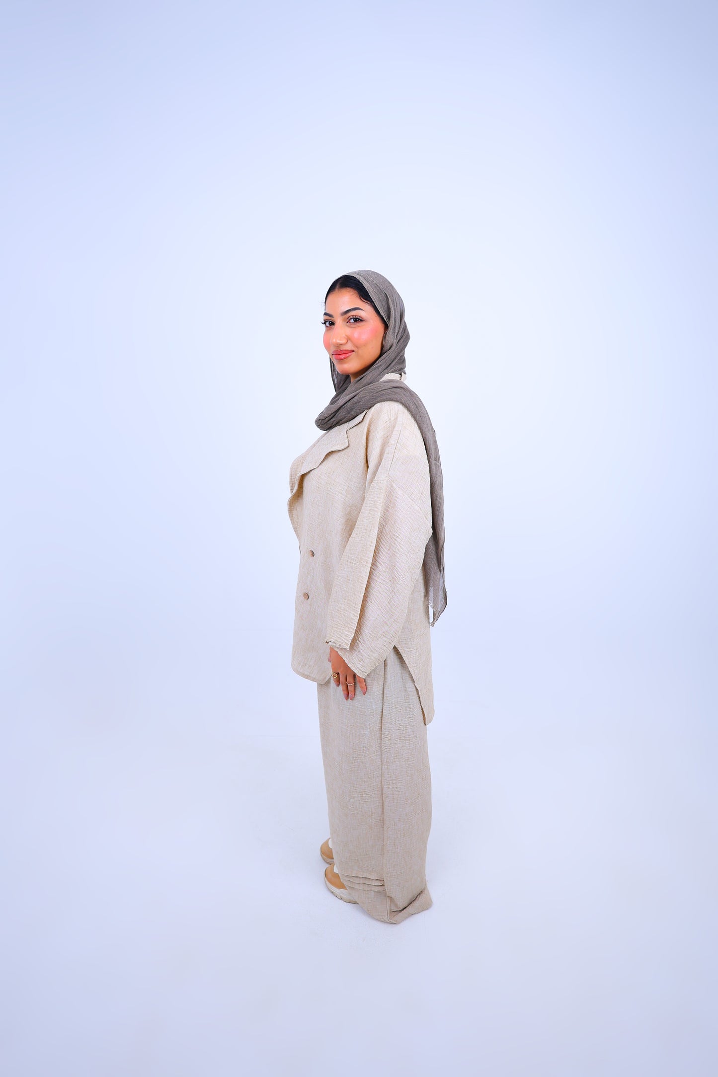 Linen Blend Wide Leg Set