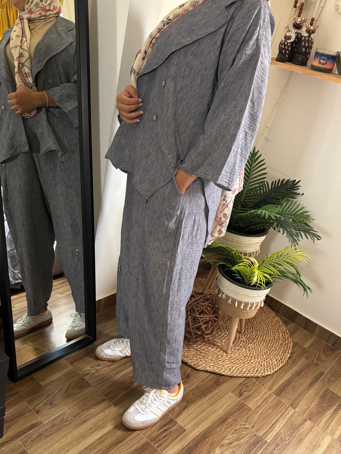 LINEN BLEND BALLOON LEG