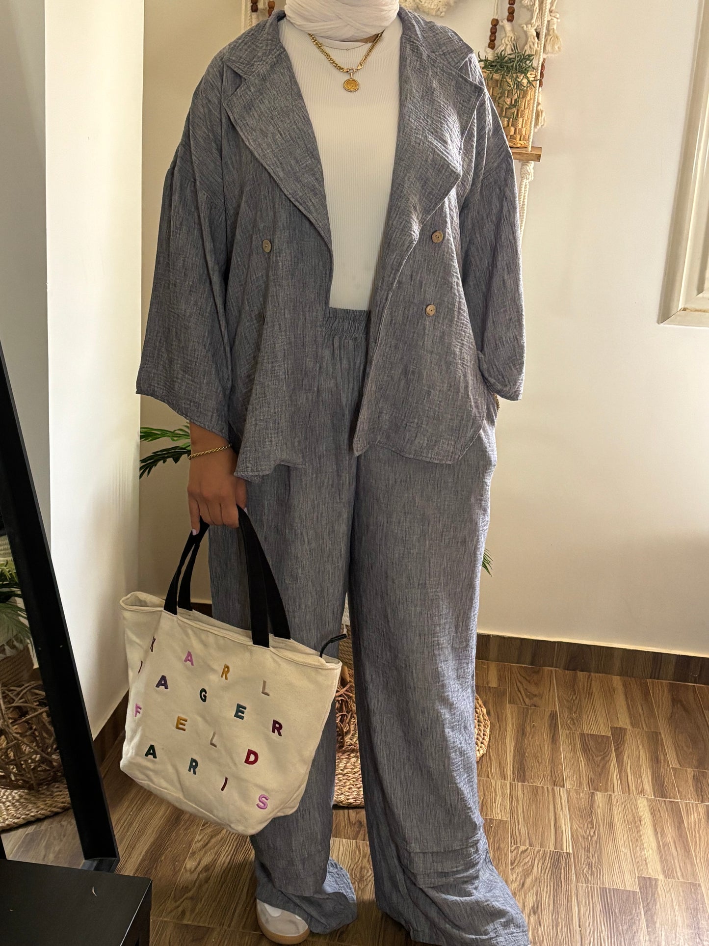 LINEN BLEND WIDE LEG SET