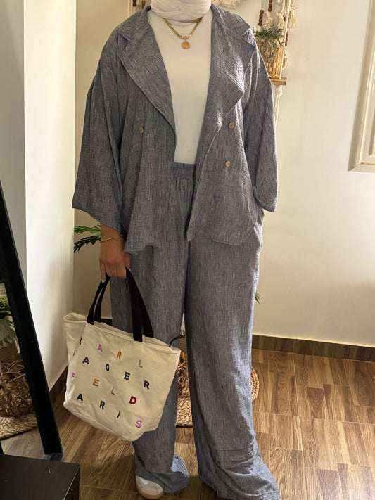 LINEN BLEND WIDE LEG SET
