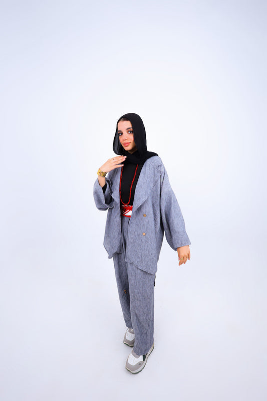 Linen Blend Ballon Leg Set