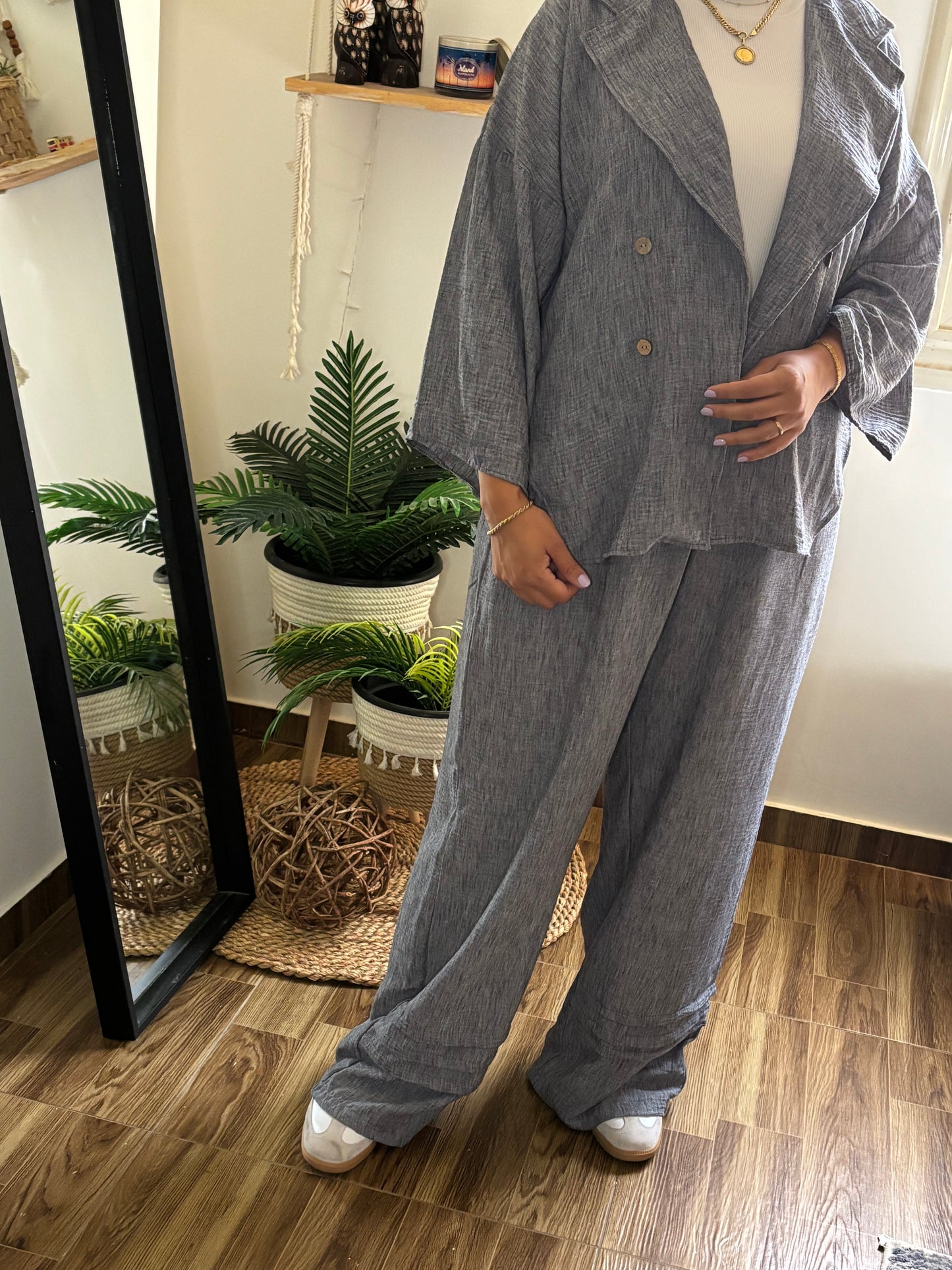 LINEN BLEND WIDE LEG SET
