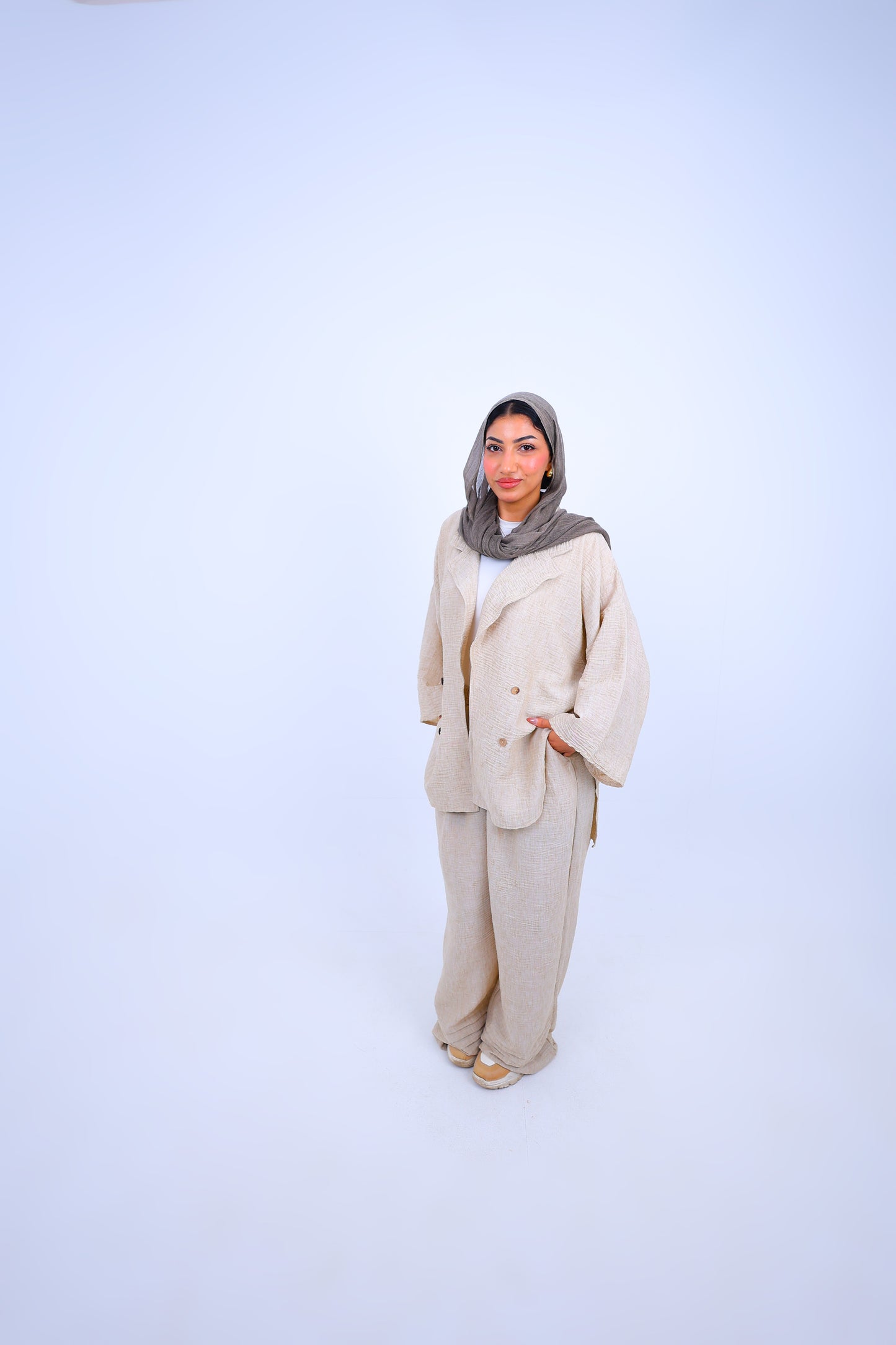 Linen Blend Wide Leg Set