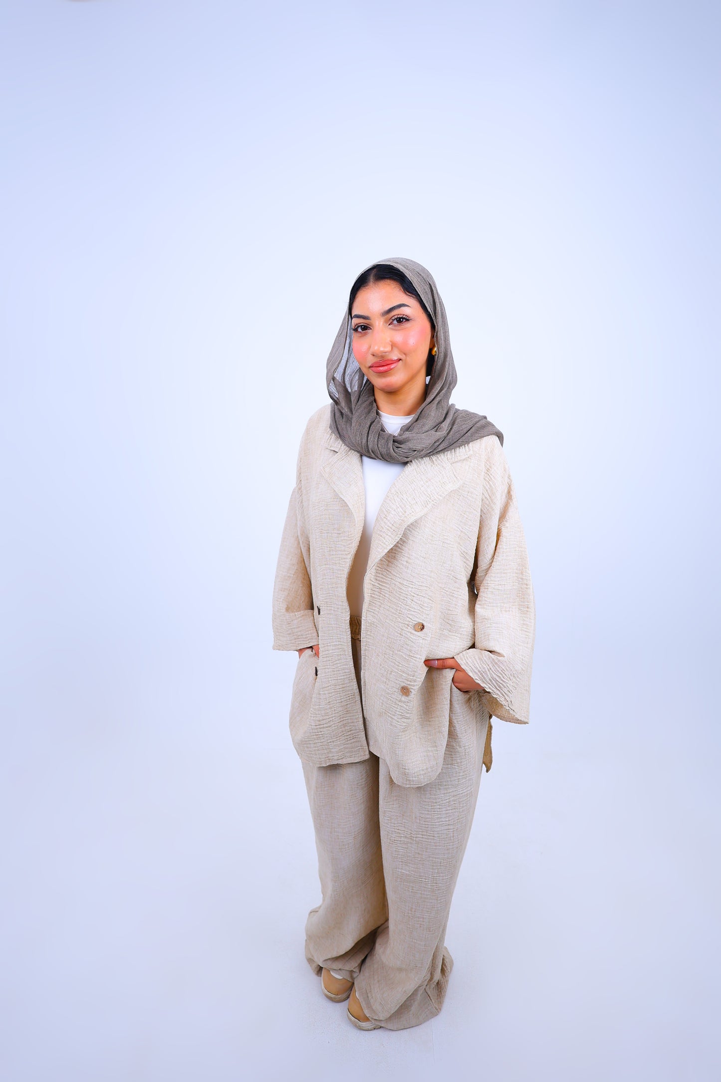 Linen Blend Wide Leg Set