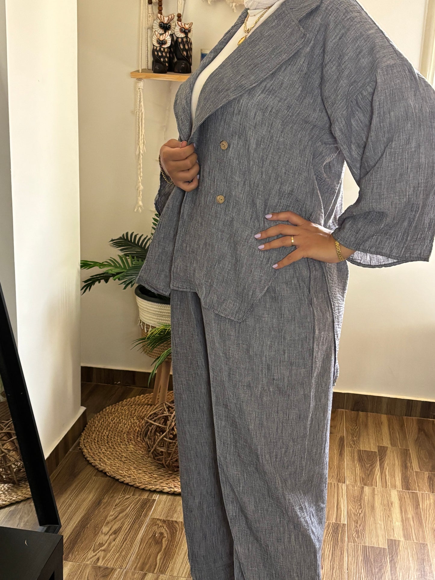 LINEN BLEND WIDE LEG SET